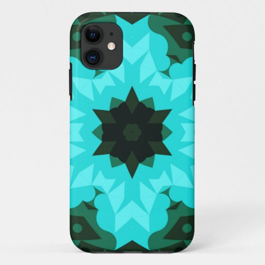Coques Case-Mate iPhone Retro Mandala Flower bleu et vert (Dos)