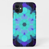 Coques Case-Mate iPhone Retro Mandala Flower bleu violet et vert (Dos)