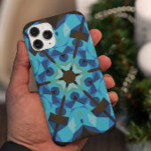 Coques Case-Mate iPhone Retro Mandala Flower Blue et Orange