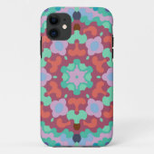 Coques Case-Mate iPhone Retro Mandala Flower Blue Rouge et Turquoise (Dos)