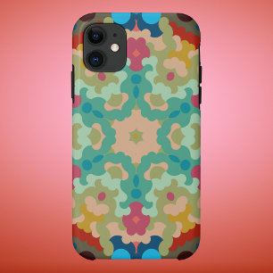 Case-Mate iPhone Case Retro Mandala Flower Blue Vert et rose