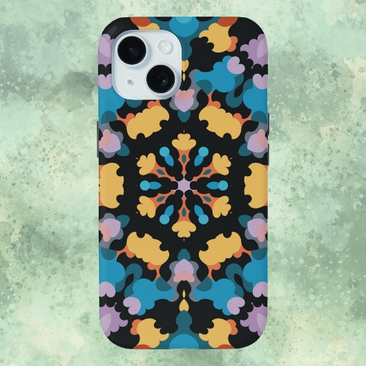Coques Case-Mate iPhone Rétro Mandala jaune bleu et orange