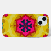Coques Case-Mate iPhone Rétro Mandala jaune bleu et rose (Verso (horizontal))