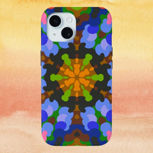 Coques Case-Mate iPhone Rétro Mandala Vert bleu et rose