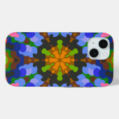 Coques Case-Mate iPhone Rétro Mandala Vert bleu et rose (Verso (horizontal))