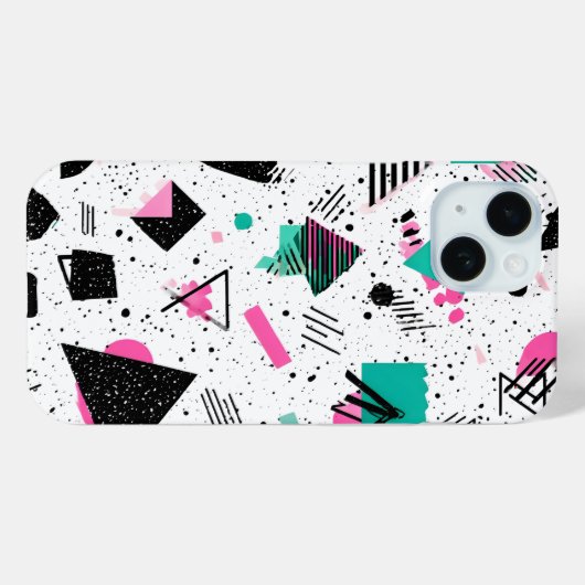 Coques Case-Mate iPhone Retro Memphis Geometric Pattern (Verso (horizontal))
