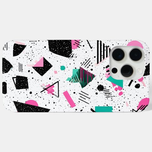 Coques Case-Mate iPhone Retro Memphis Geometric Pattern (Verso (horizontal))