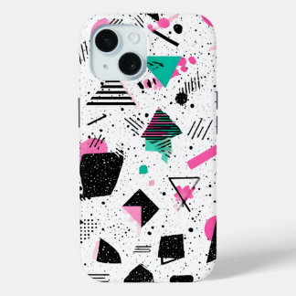 Coque Pour iPhone 15 Retro Memphis Geometric Pattern