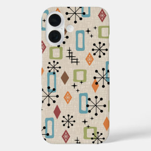 Coques iPhone 16 Retro Mid-Century moderne Atomique Abstrait Motif
