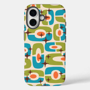 Coques iPhone 16 Retro Mid-Century moderne Cosmique Abstrait Motif