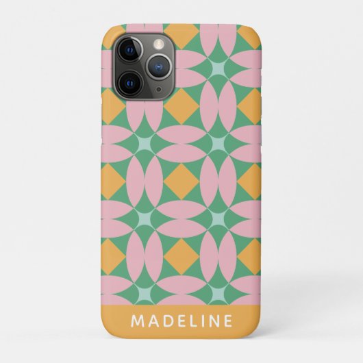 Coques Case-Mate iPhone Retro Mid Century Motif Vert personnalisé (Dos)