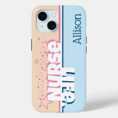 Coques Case-Mate iPhone Retro Moderne rose et bleu vie infirmière personna (Verso)
