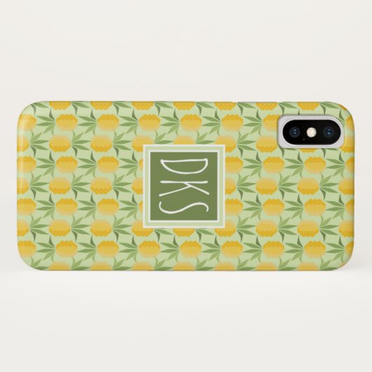 Coques Case-Mate iPhone Rétro monogramme des ananas | (Dos (Horizontal))