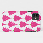 Coques Case-Mate iPhone Rétro motif assez rose d'arbre de Noël (Dos (Horizontal))