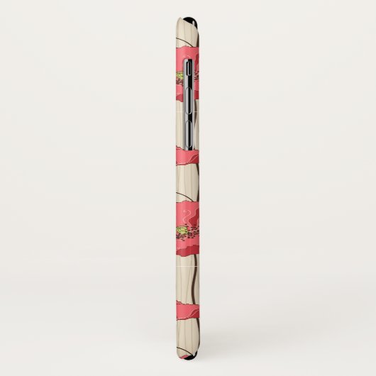 Coques Case-Mate iPhone Rétro motif de pavots (Dos/Gauche)