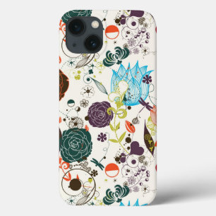 Etui iPhone 13 Rétro motif floral 2