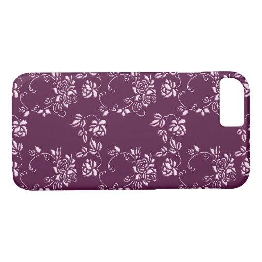 Coques Case-Mate iPhone rétro motif pourpre floral (Dos (Horizontal))