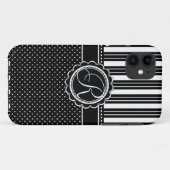 Coques Case-Mate iPhone Rétro noir et blanc élégant chic du monogramme R (Dos (Horizontal))