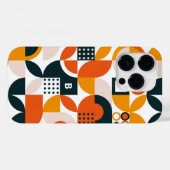 Coques Case-Mate iPhone Rétro Orange Noir Géométrique Monogramme Initiale (Verso (horizontal))
