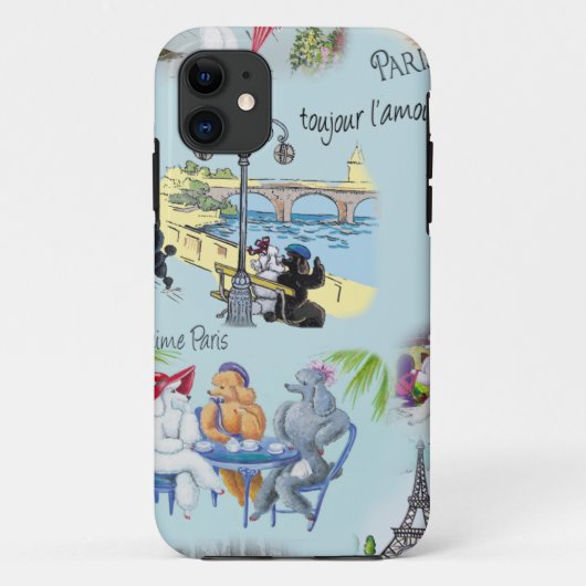 Coques Case-Mate iPhone Retro Paris Poodle Collage (Dos)