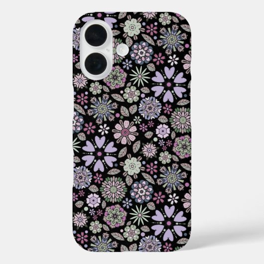 Coques Case-Mate iPhone Retro Pastel Pink Purple Floral Seamless Pattern (Verso)