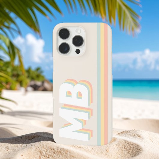 Coques Case-Mate iPhone Retro Pastel Stripes personnalisé Monogramme initi