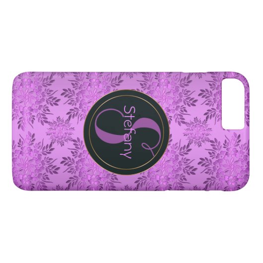 Coques Case-Mate iPhone rétro pattern.monogram. floral (Dos (Horizontal))