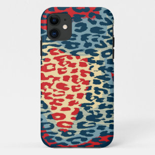 Coque Case-Mate Pour iPhone Rétro peau de poster de animal de léopard (bleu,