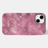Coques Case-Mate iPhone Rétro Pink Disco Mirror | Monogramme (Verso (horizontal))