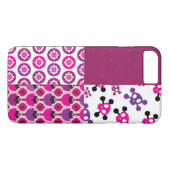 Coques Case-Mate iPhone Rétro point de polka de crâne de fleur (Dos (Horizontal))