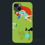 iPhone 13 Case Retro Reading Woman iPad Air Case<br><div class="desc">Ce boîtier Retro Reading Woman iPad Air présente un style années 60, art minimaliste, dessin animé d'une femme qui a ses priorités dans l'ordre. Ce délicieux ver de livres est entrainé dans un vrai tourneur de page. La brunette, toute en forme, porte une robe d'aqua et des lunettes rouges, tout...</div>
