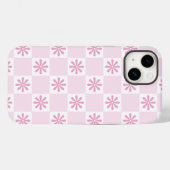 Coques Case-Mate iPhone Retro rose À damiers motif floral (Verso (horizontal))