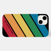 Coques Case-Mate iPhone Retro Sporty rayures arc-en-ciel avec nom noir (Verso (horizontal))