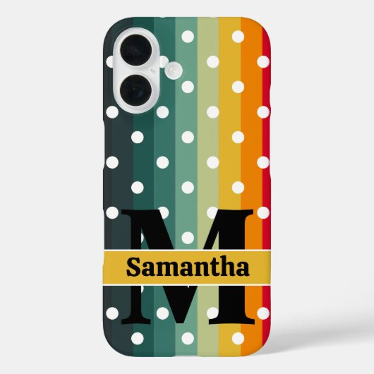Coques Case-Mate iPhone Retro Stripes, Polka Dot, Monogramme, Personnalisé (Verso)