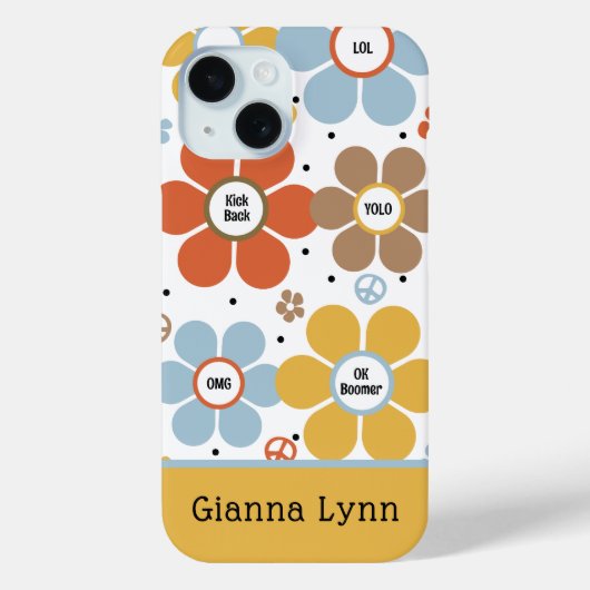 Coques Case-Mate iPhone Retro-Style Flower Power Monogrammed (Verso)