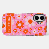 Coques Case-Mate iPhone Retro Super Floral Orange Rose Personnalisé (Verso (horizontal))