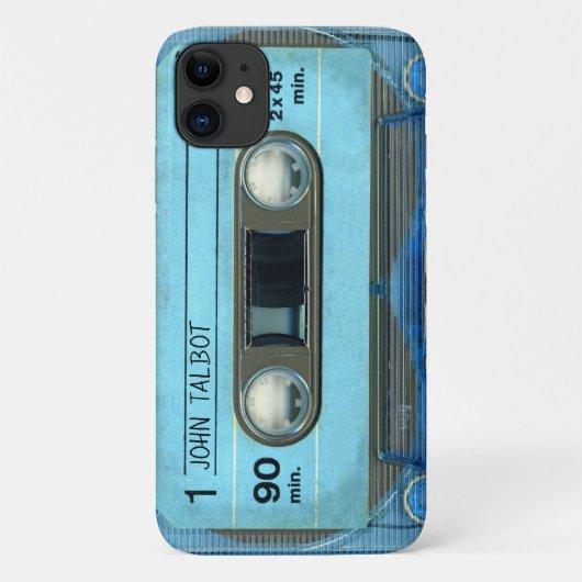 Coques Case-Mate iPhone Rétro T4 Blue Audiotape mixtape Nom de la cassette (Dos)