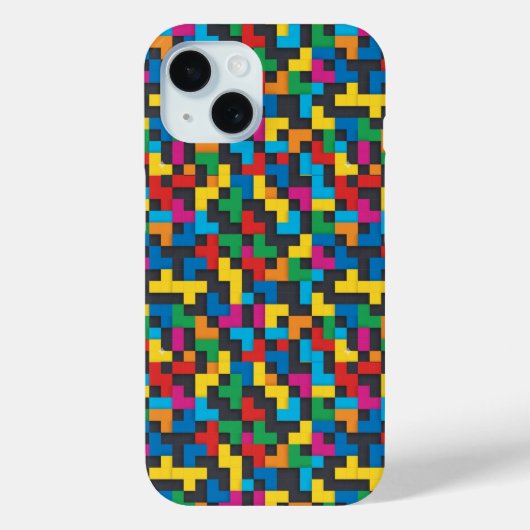 Coques Case-Mate iPhone Retro Tetris Blocks Seamless Pattern (Verso)