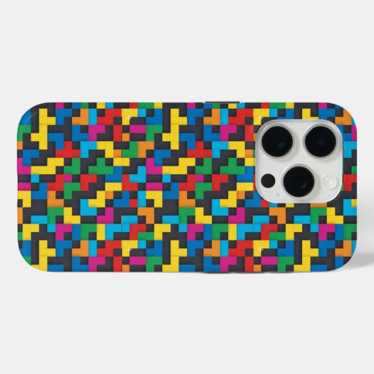 Coques Case-Mate iPhone Retro Tetris Blocks Seamless Pattern (Verso (horizontal))