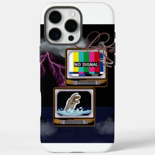 Coques iPhone 16 Pro Max Retro TV No Signal Ocean Storm Surreal Art