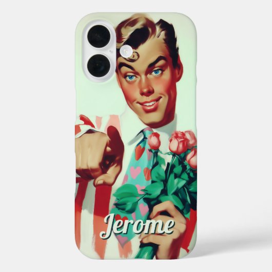 Coques Case-Mate iPhone Retro Valentine Flirty Guy (Verso)