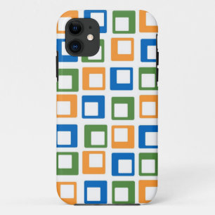 Etui iPhone Case-Mate Rétro vert-bleu orange géométrique des carrés