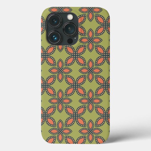 Coques Case-Mate iPhone Retro Vert et Orange Abstrait motif floral (Verso)