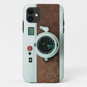 Coque iPhone 11 Rétro vieil appareil-photo en cuir brun vintage