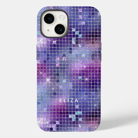 Coques Case-Mate iPhone Rétro violet rose et bleu disco miroir | Monogramm (Verso)