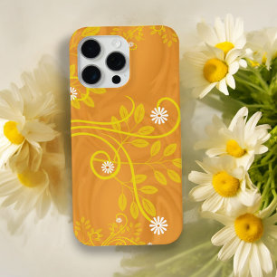 Coque iPhone 15 Pro Max Retro White Daisy Flowers Yellow Orange