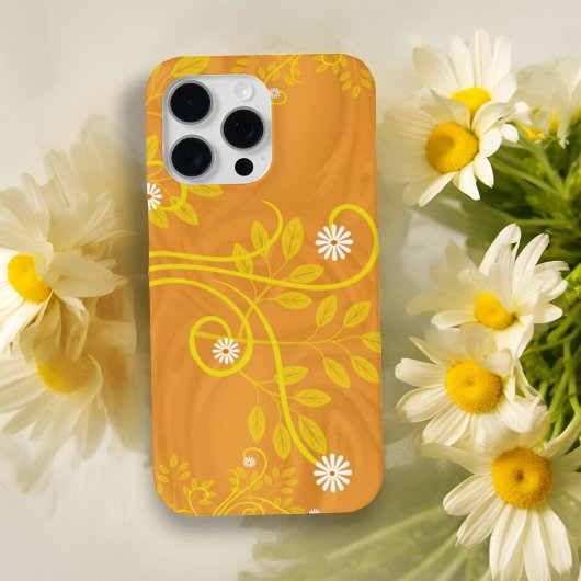 Coques Case-Mate iPhone Retro White Daisy Flowers Yellow Orange