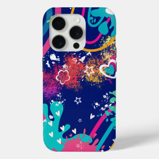 Coque iPhone 15 Pro Retro Y2K Abstract Splatter Art Colorful Graphic