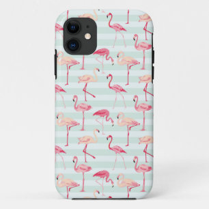 Etui iPhone Case-Mate Rétros Flamants roses sur les rayures en bon éta