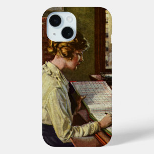 Coque Pour iPhone 15 Réunion d'affaires vintage, bureau avec des cadres